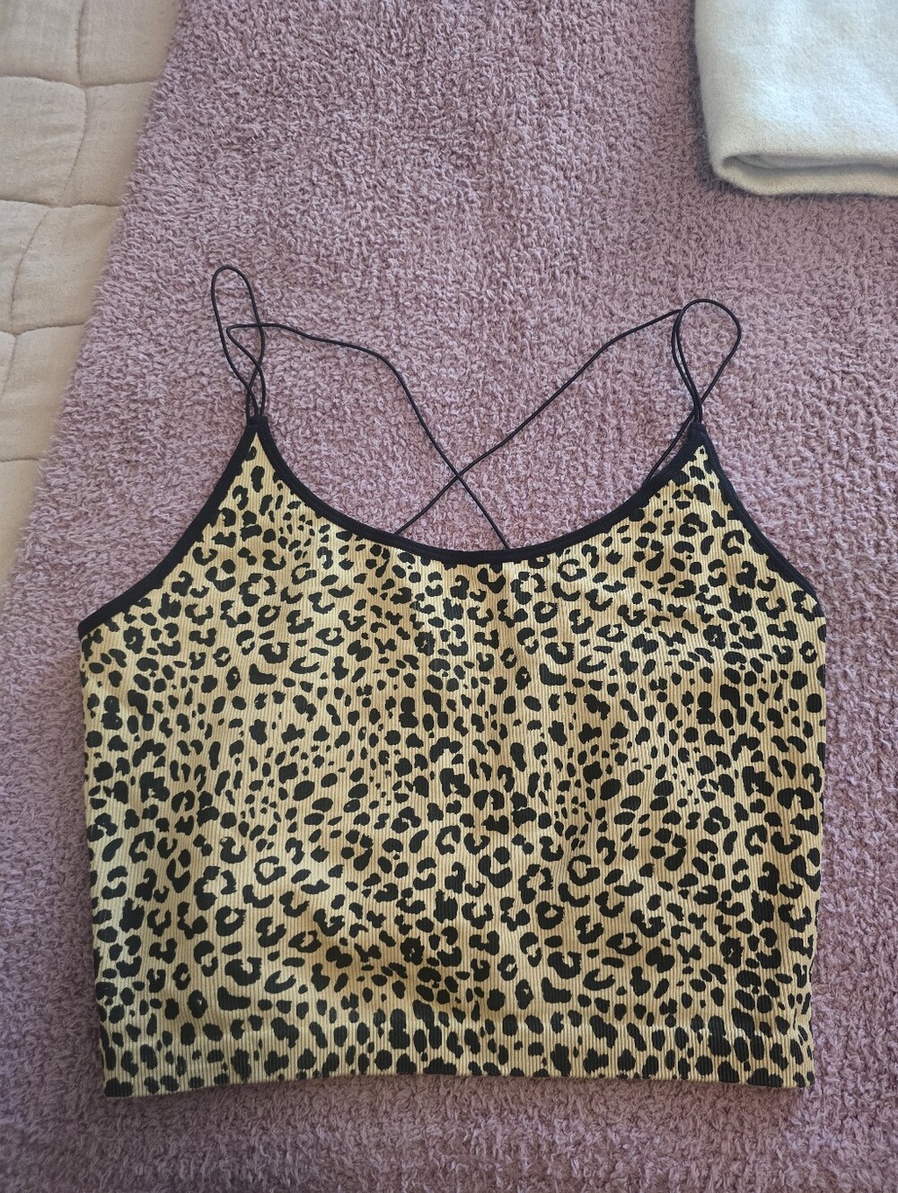 No Boundaries Cheetah Print Crop Tank with Black Trim XXL